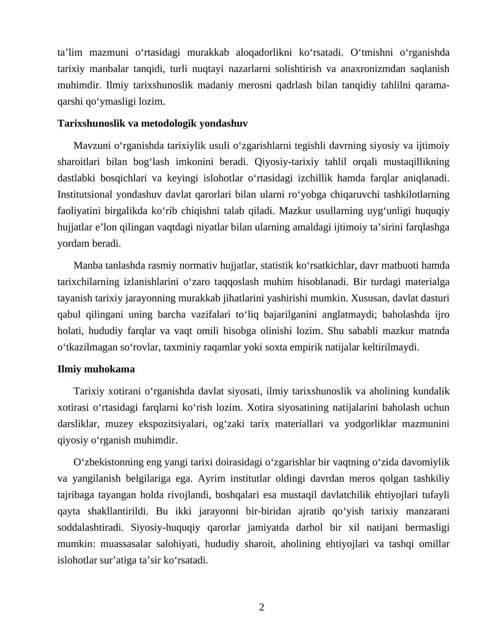 O‘ZBEKISTONDA MILLIY QADRIYATLAR VA TARIXIY XOTIRANING TIKLANISHI 2