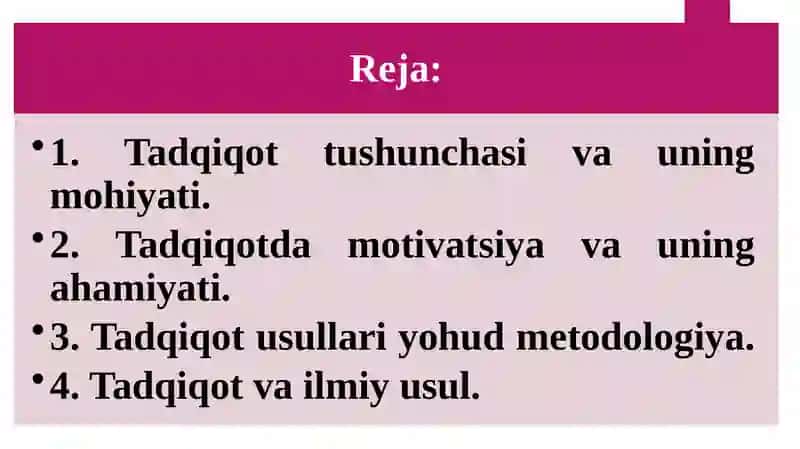 TADQIQOT ASOSLARI 2