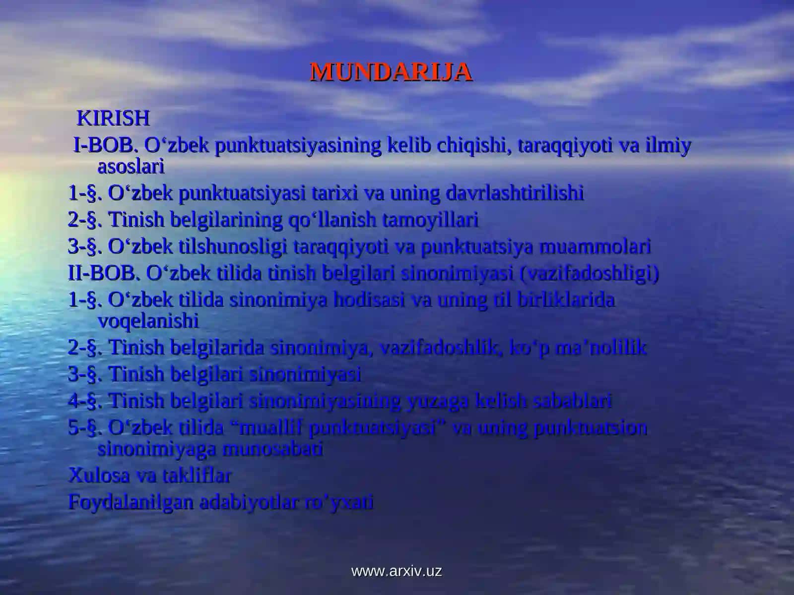 O‘zbek tilida tinish belgilari sinonimiyasi 2