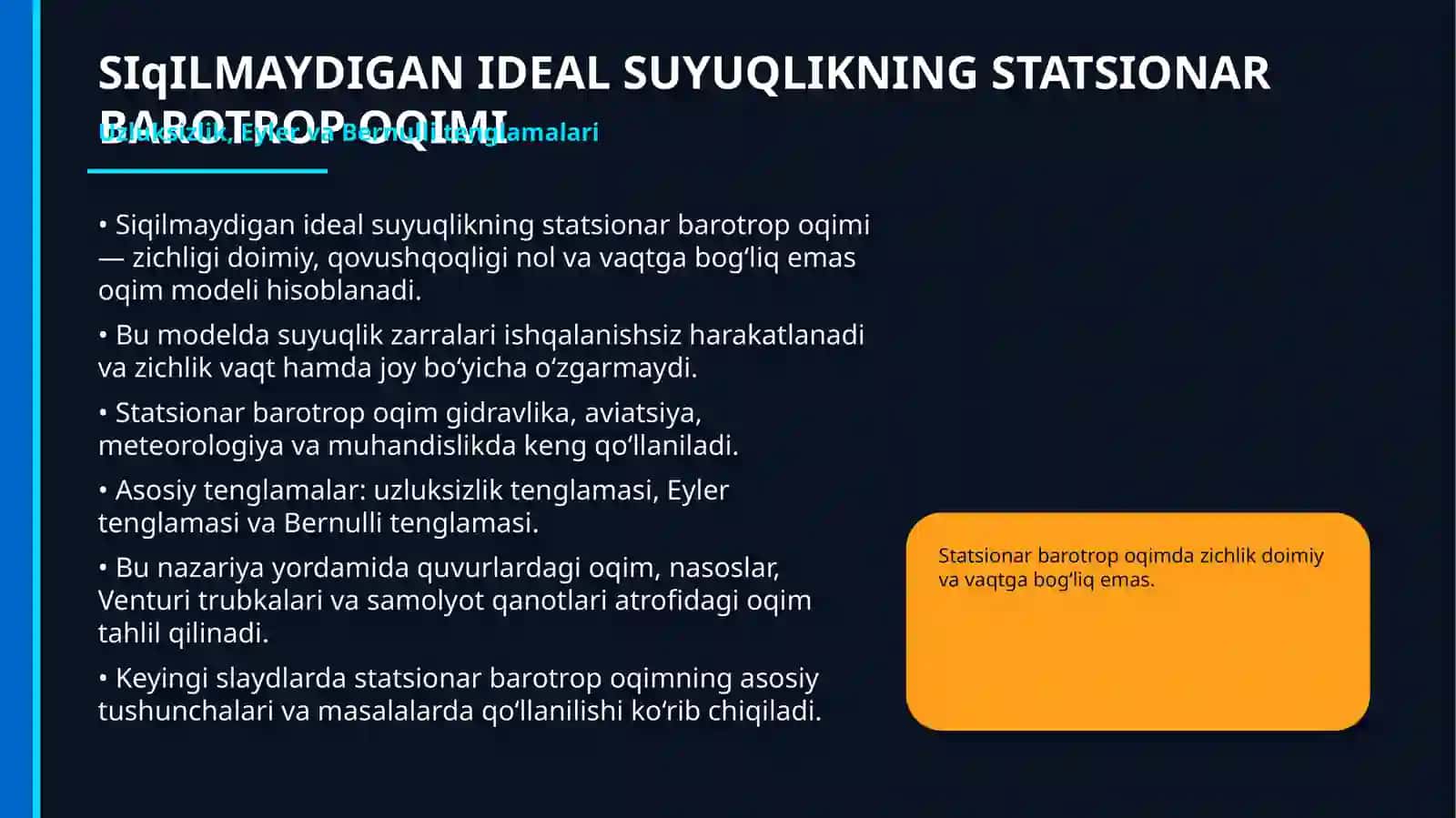 SIqILMAYDIGAN IDEAL SUYUQLIKNING STATSIONAR BAROTROP OQIMI 2