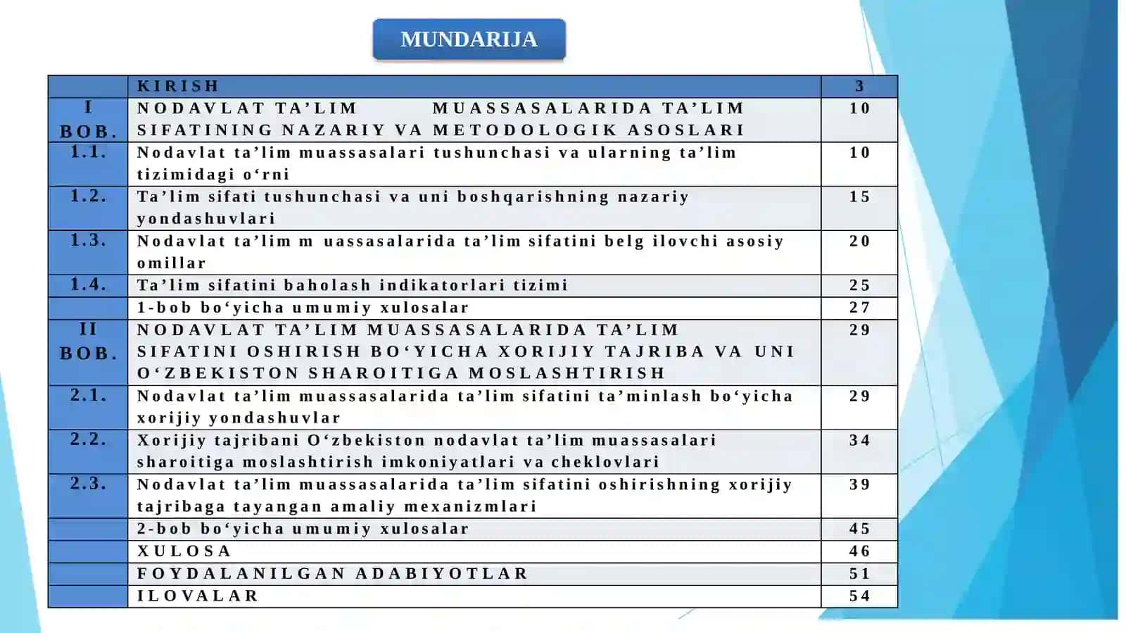 NODAVLAT TA’LIM MUASSASALARIDAGITA’LIM SIFATINING NAZARIY VA METODOLOGIK ASOSLARI 2