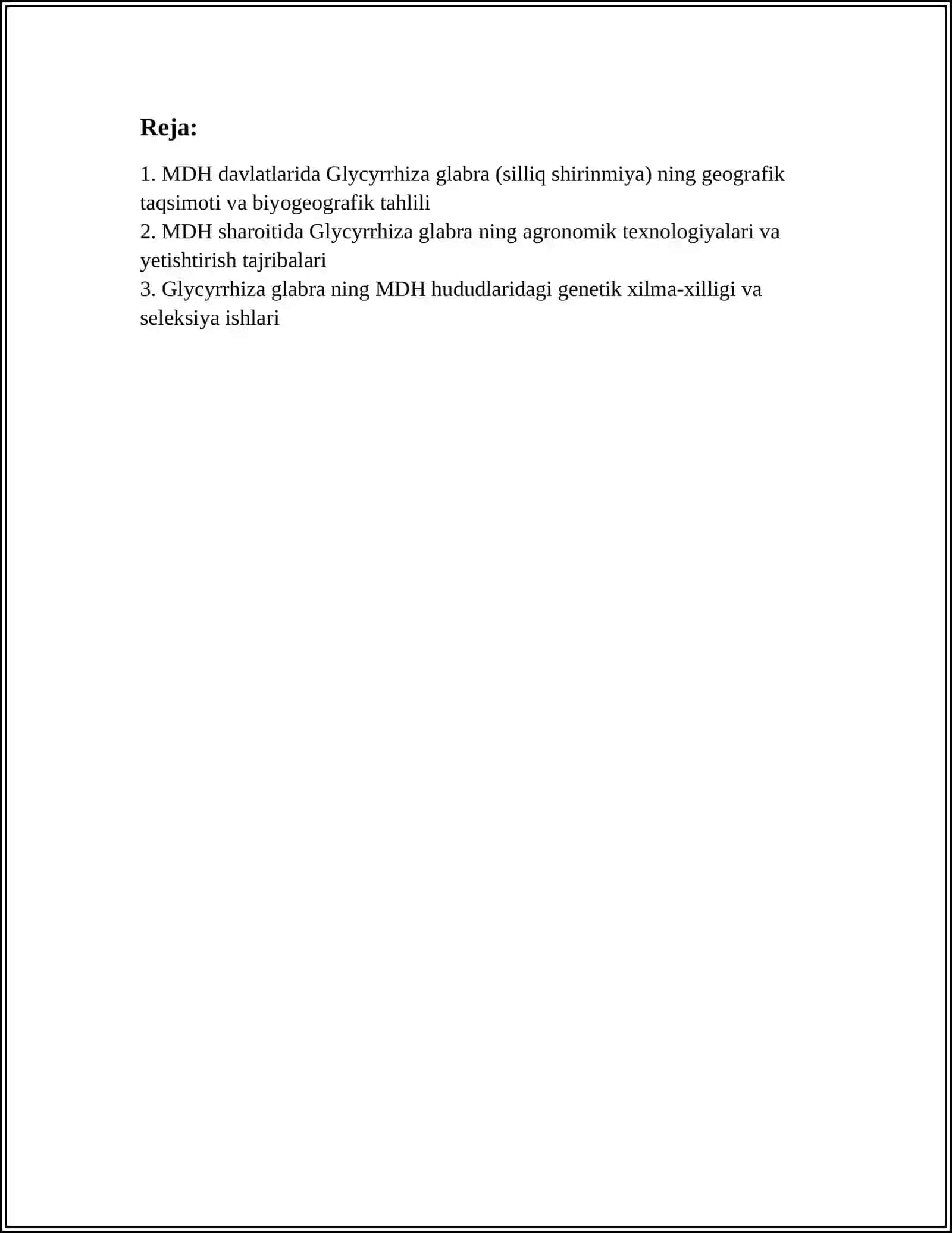 SILLIQ SHIRINMIYA - GLYCYRRHIZA GLABRA BOʻYICHA MDH DAVLATLARIDA OLIB BORILGAN TADQIQOTLAR 2