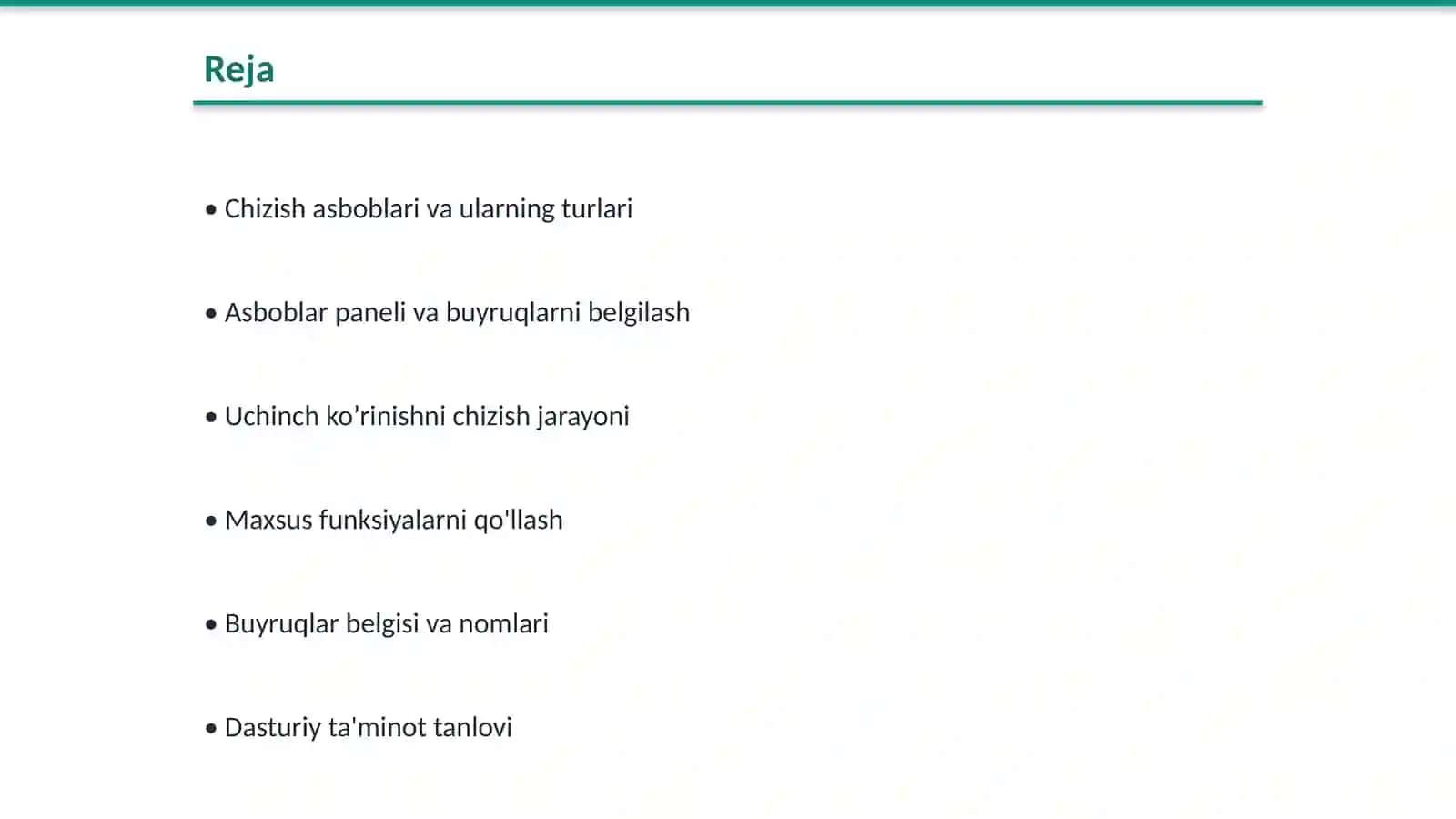 Detalning ikkita ko’rinishi orqali uchinchi ko’rinishini chizish uchun kerak bo’ladigan asboblar panellari 2