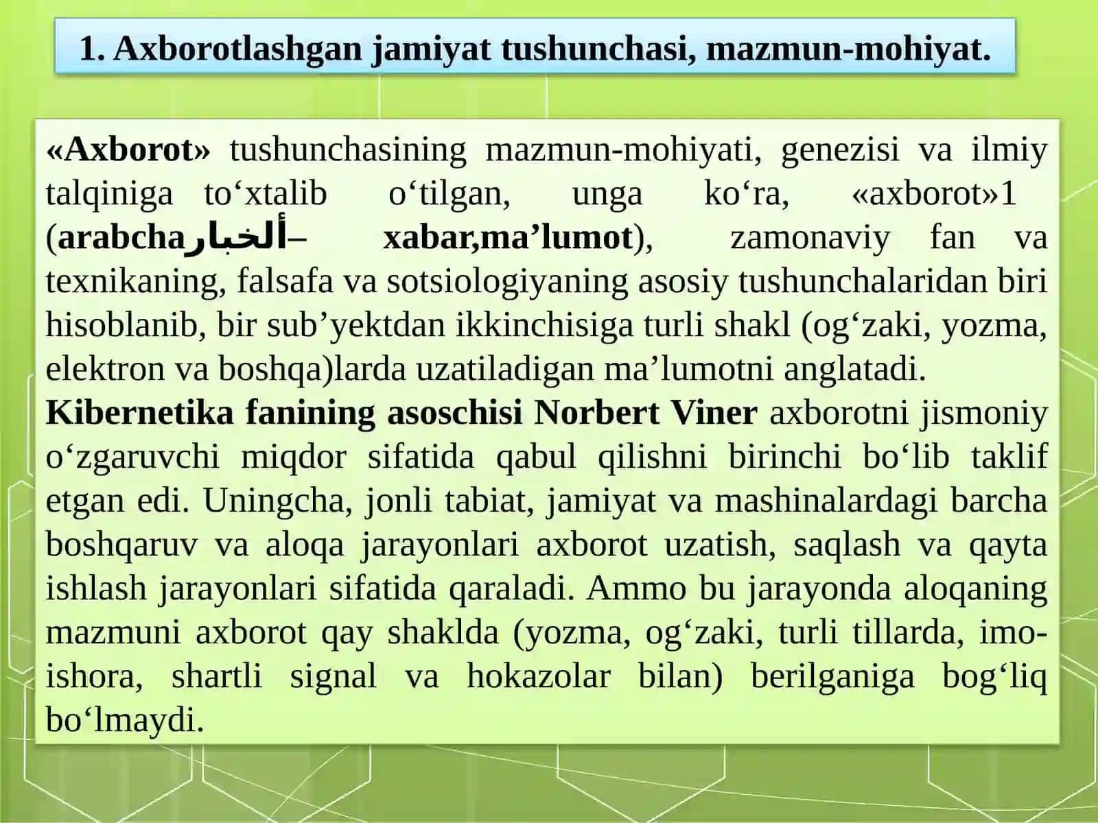 AXBOROTNING JAMIYATDAGI O‘RNI VA AHAMIYATI 2