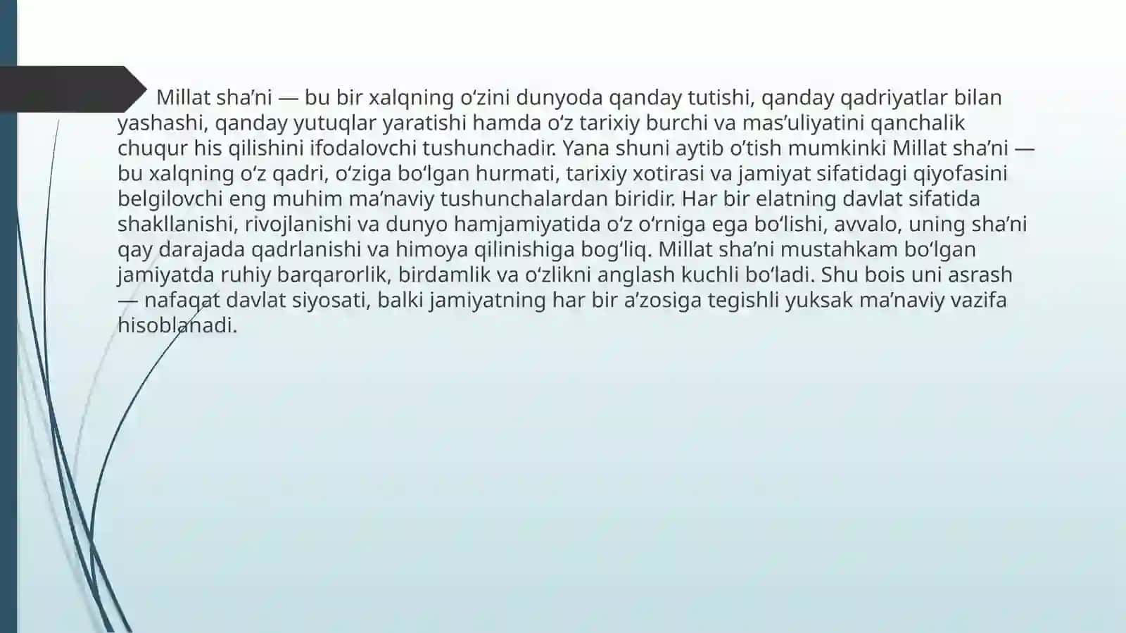 Millat sha’nini himoya qilishning o’ziga xos jihatlari 2