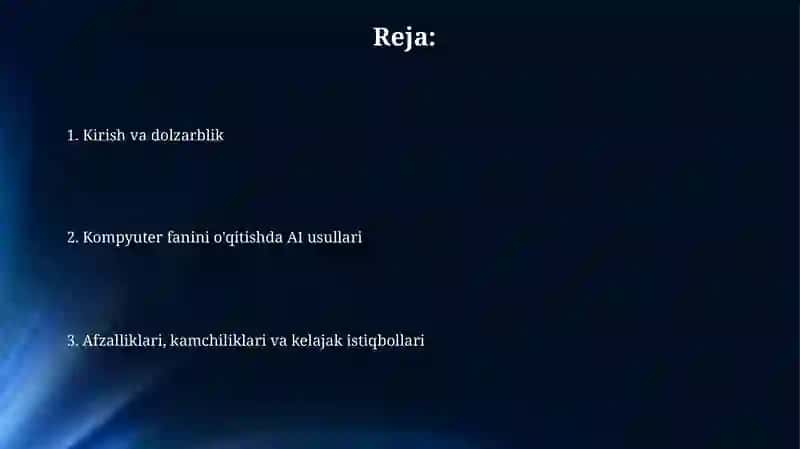 Sun`iy intelekt yordamida informatika fanini o'qitish 2