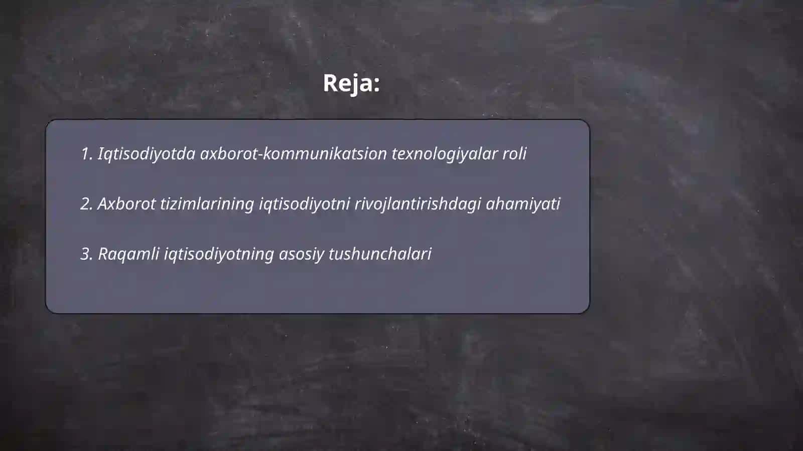 Iqtisodiyota axborot-kammunikatsion texnologiyalar va tizmlar faniga kirish 2