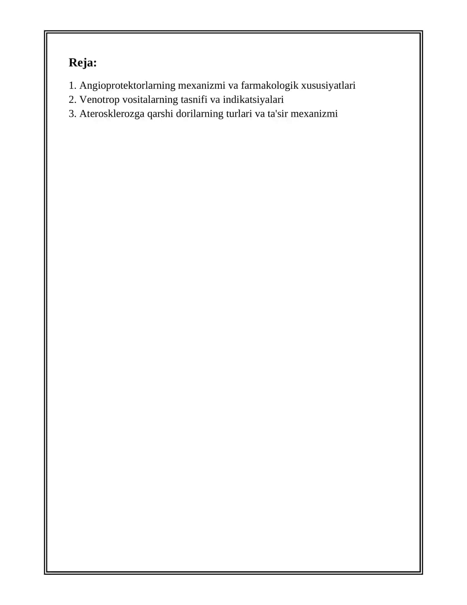 Angioprotektorlar, venotrop vositalar, aterosklerozga qarshi vositalar 2