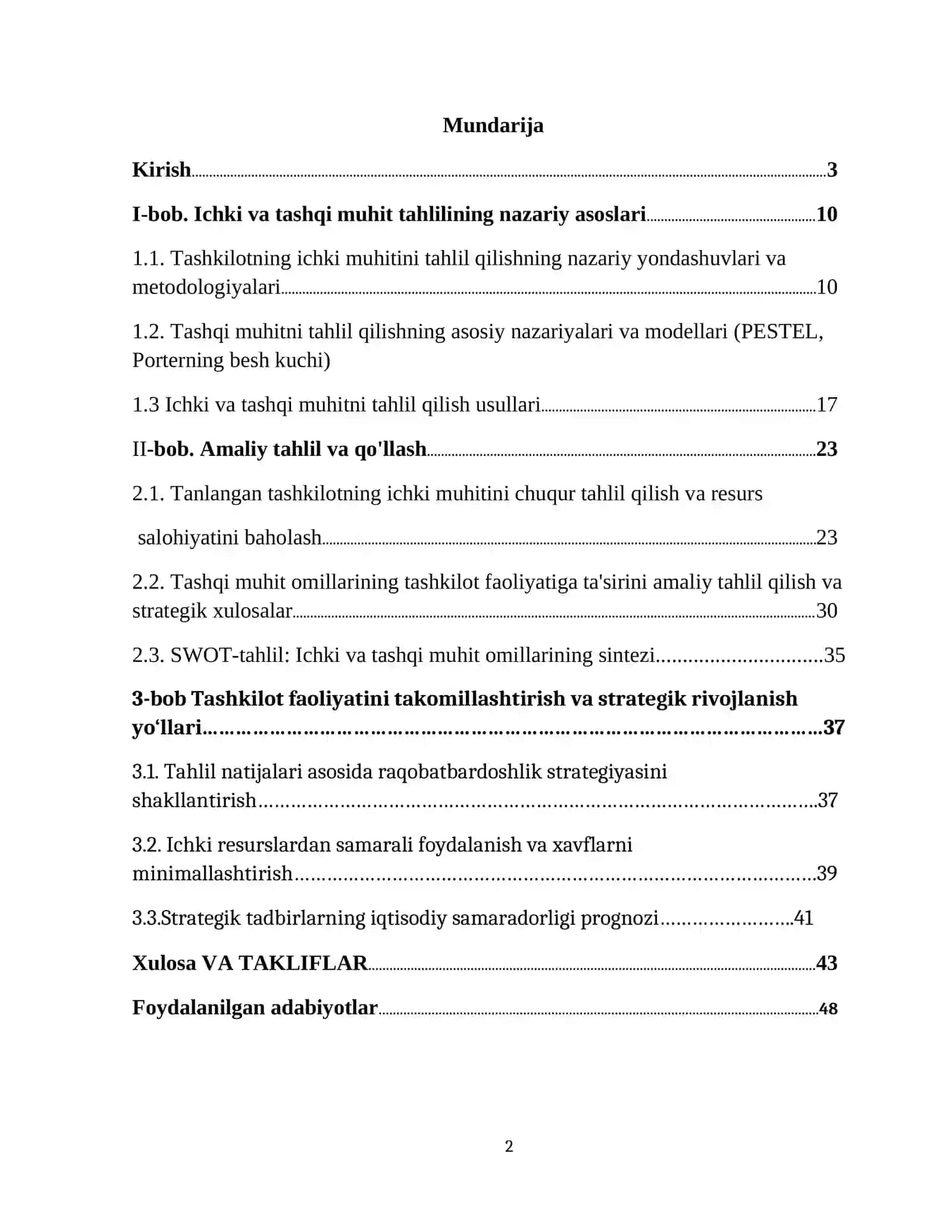 RAQAMLI IQTISODIYOT "BIZNESNI BAHOLASH" KURS ISHI 2