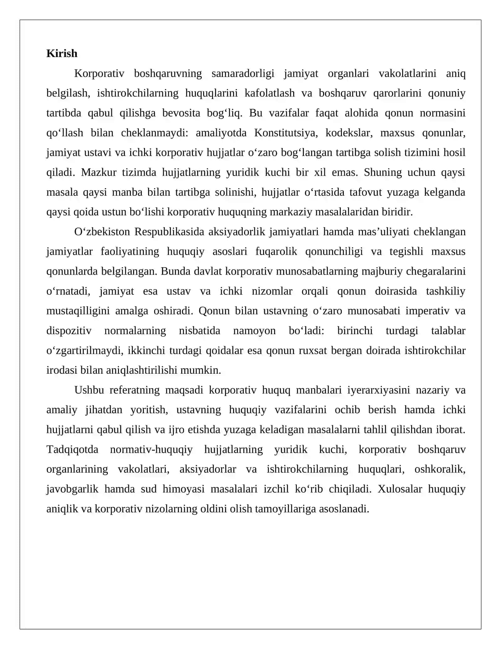 Korporativ huquq manbalari iyerarxiyasi qonun, ustav va ichki korporativ hujjatlarning o‘zaro nisbati..docx 2