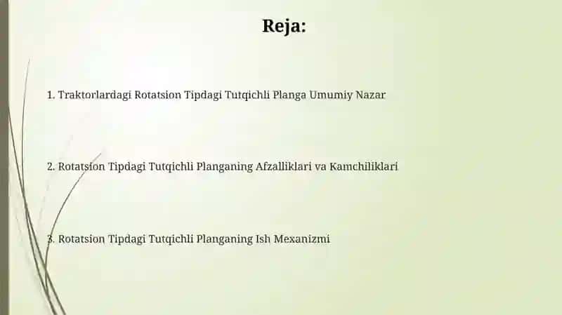 Rotatsion Tipdagi Tutqichli Planga Umumiy Nazar 2