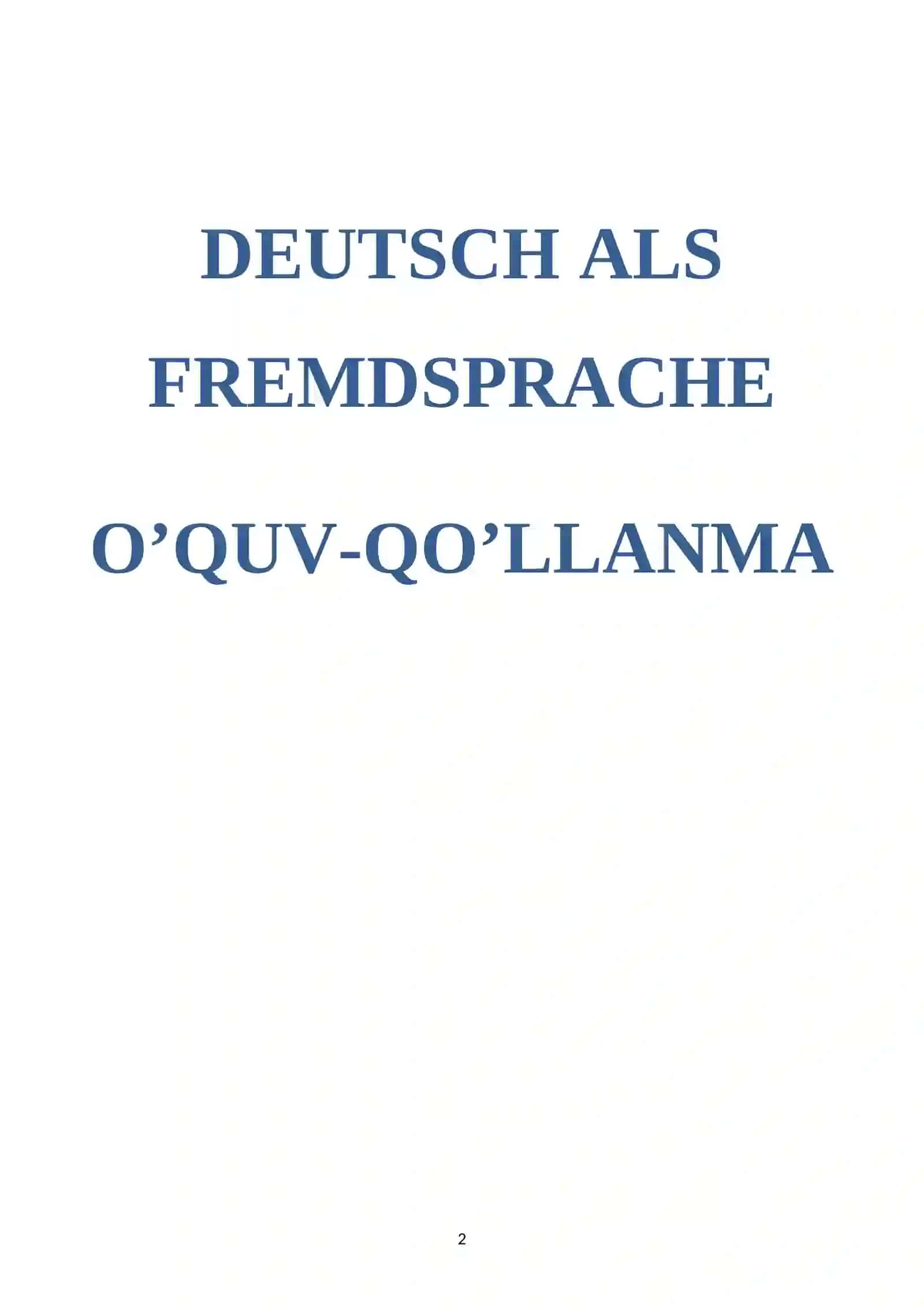 DEUTSCH Nemis tili o'quv qo'llanma 2