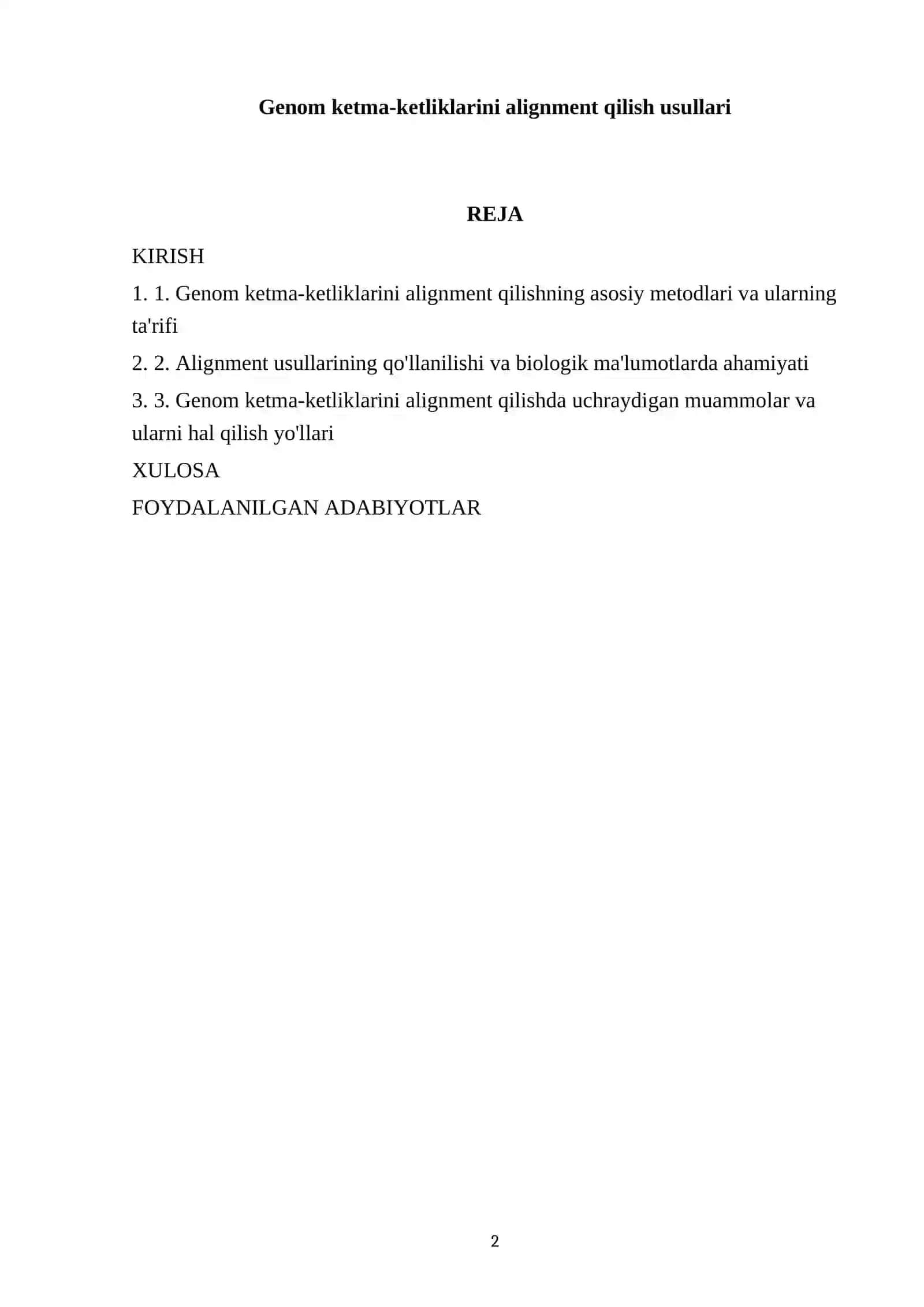 Genom ketma-ketliklarini alignment qilish usullari 2