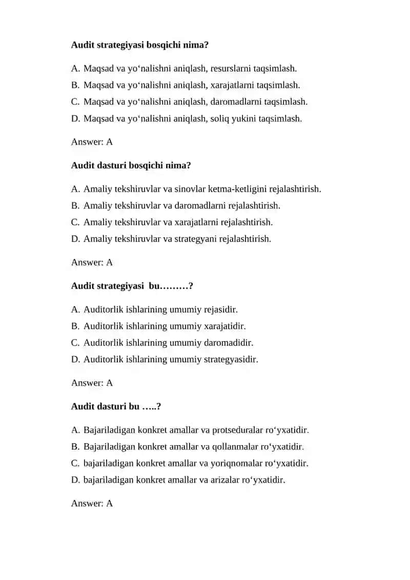 Rejalashtirish, ahamiyatlilik va moddiy xatolik riskni baholash uslubiyati 2