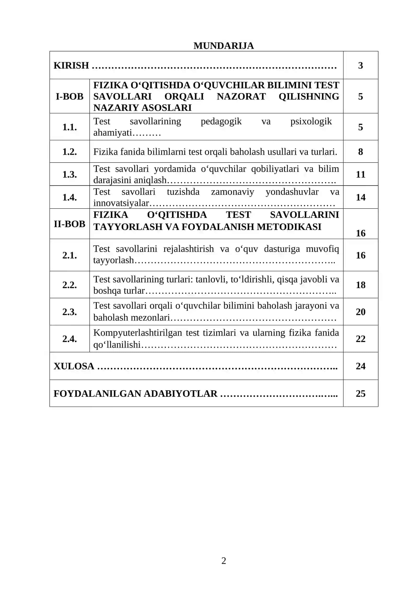 FIZIKA OQITISHDA O'QUVCHILAR BILIMINI TEST SAVOLLARI ORQALI NAZORAT QILISHNING OZIGA XOS JIHATLARI 2