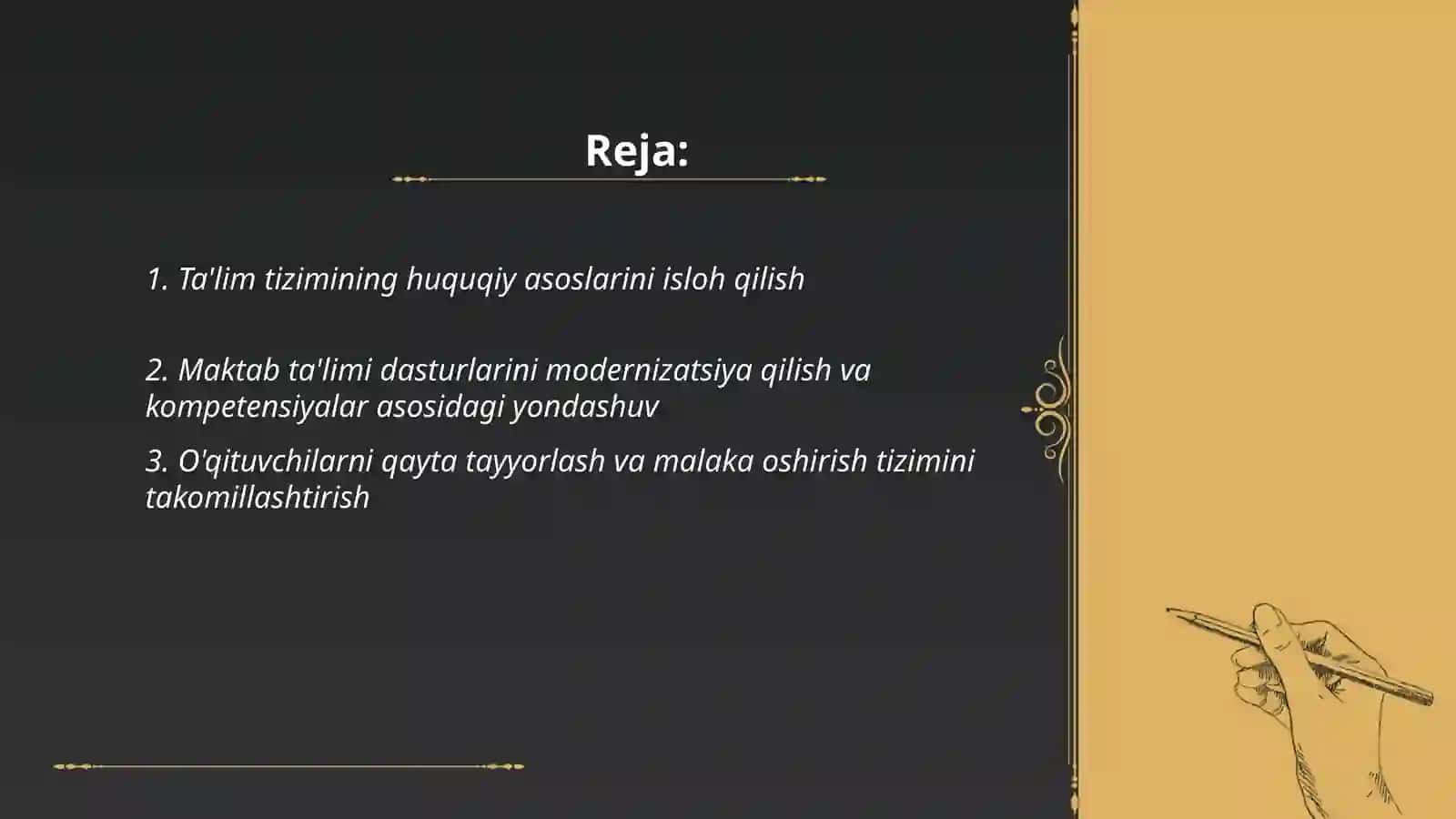 Ozbekiston Respublikasida talim sohasida amalga oshirilgan islohotlar 2