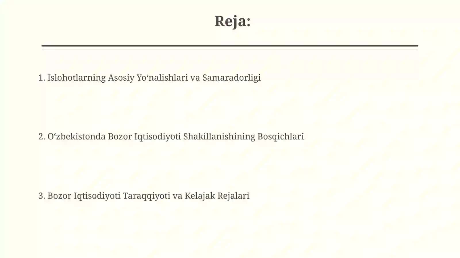 Iqtisodiy islohotlar O‘zbekistonda bozor iqtisodiyotining rivojlanishi 2