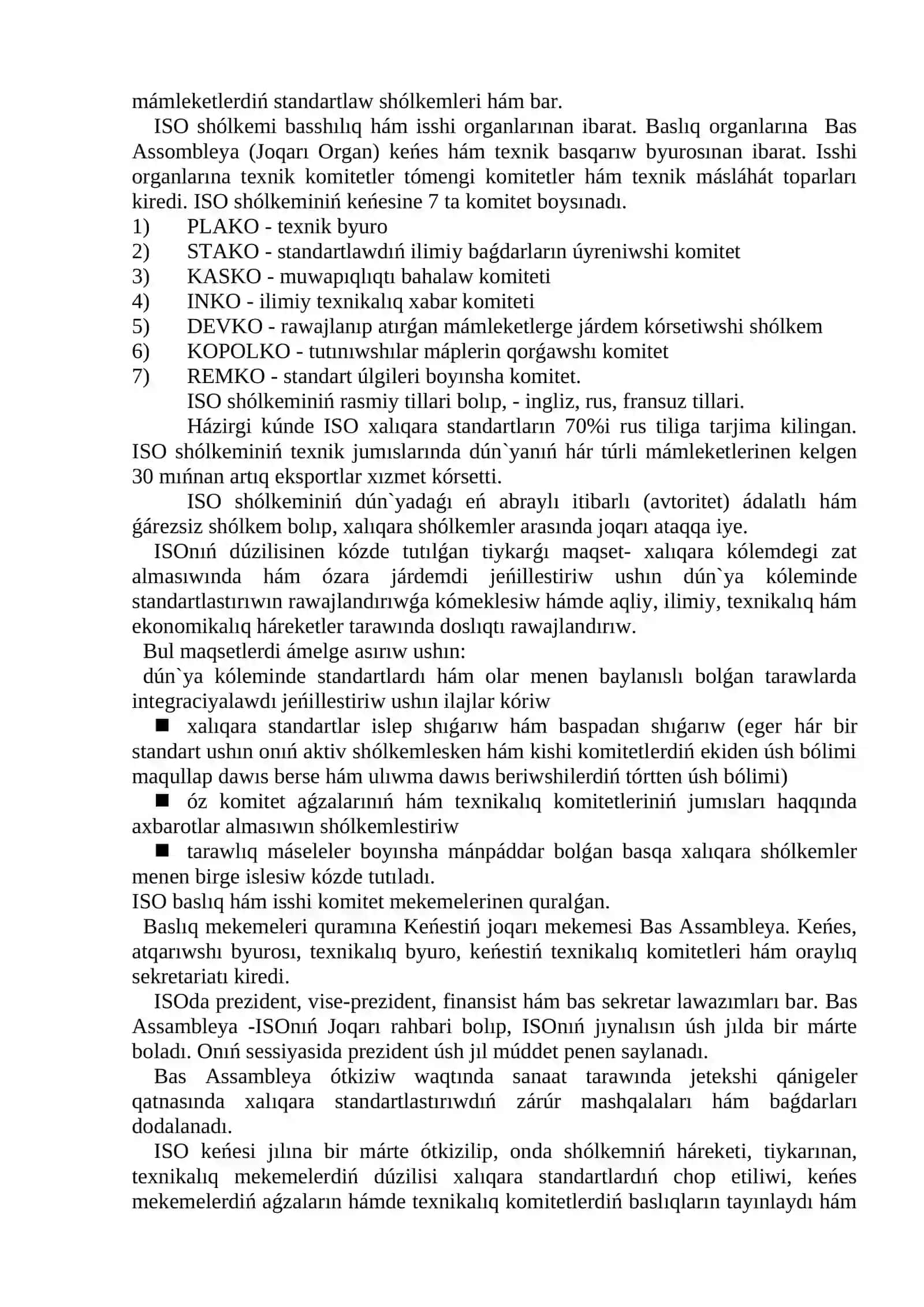 XALÍQARA STANDARTLASTÍRÍW ShÓLKEMLERI 2