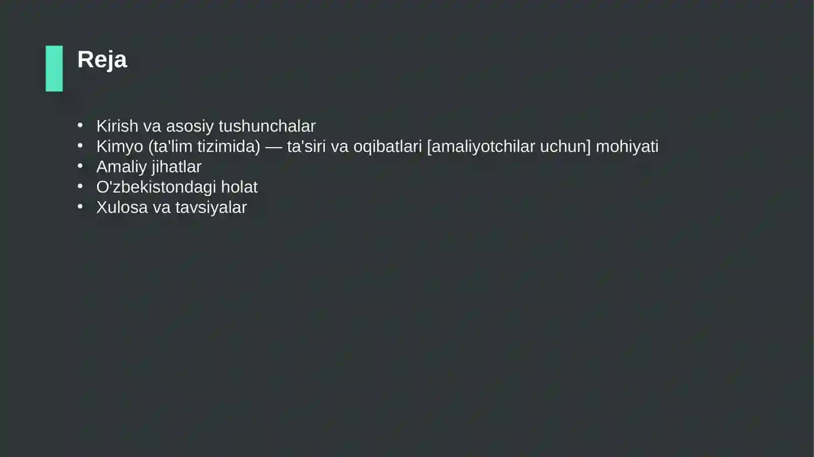 Kimyo (ta'lim tizimida) — ta'siri va oqibatlari [amaliyotchilar uchun] 2