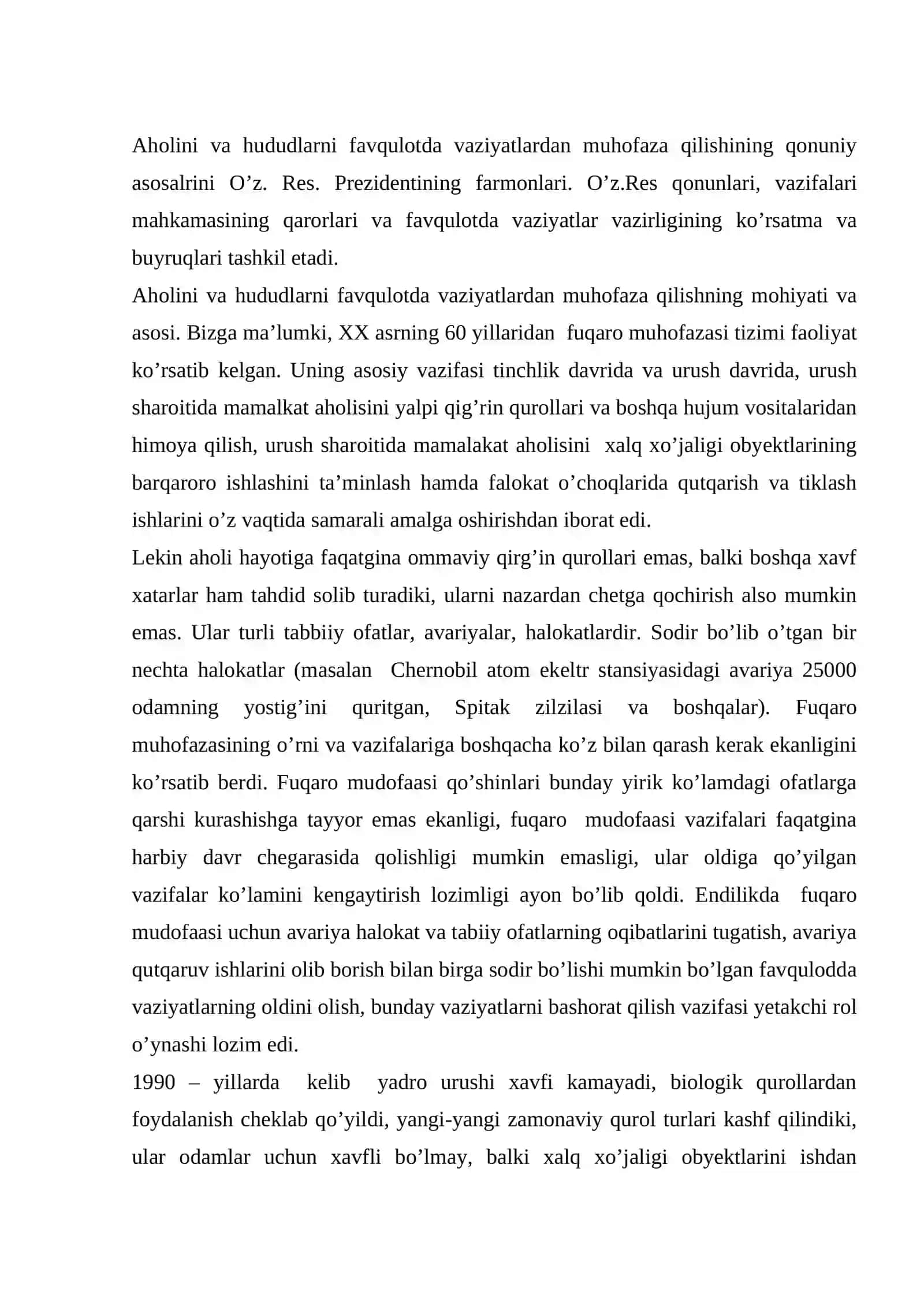 O`zabekiston Respublikasida fuqaro muhofazasining roli va vazifalari 2