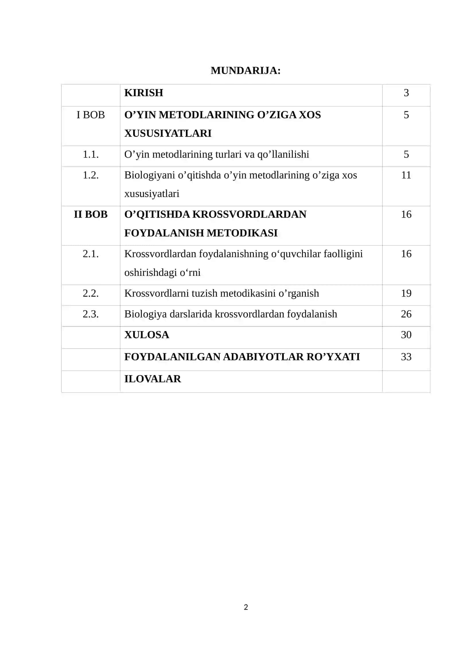 BIOLOGIYA FANIDAN KRASSVORDLAR TUZISH VA ULARDAN FOYDALANISH 2