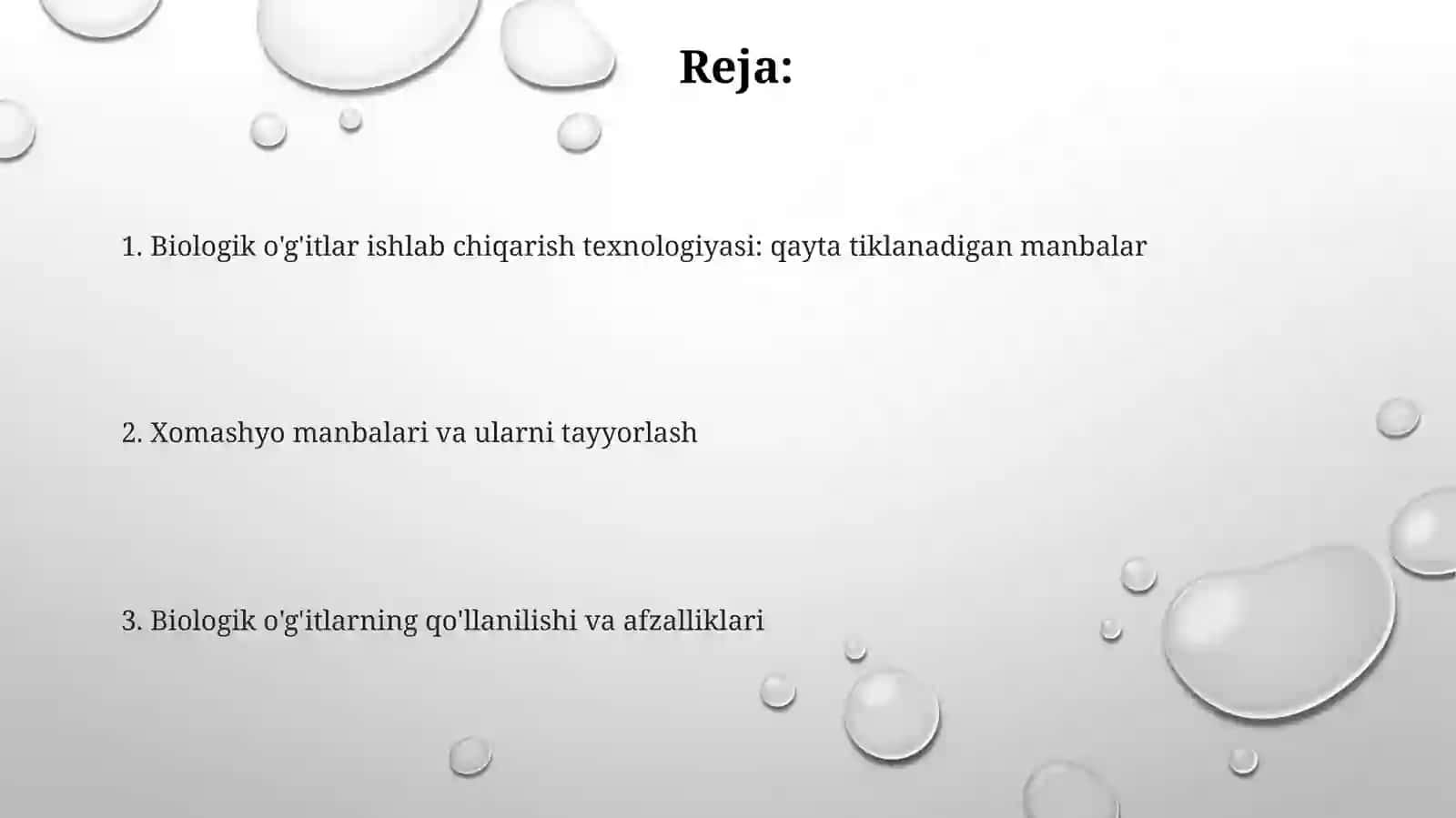 Qayta tiklanuvchi manbalardan biologik õğitlar tayyorlash texnologiyasi 2
