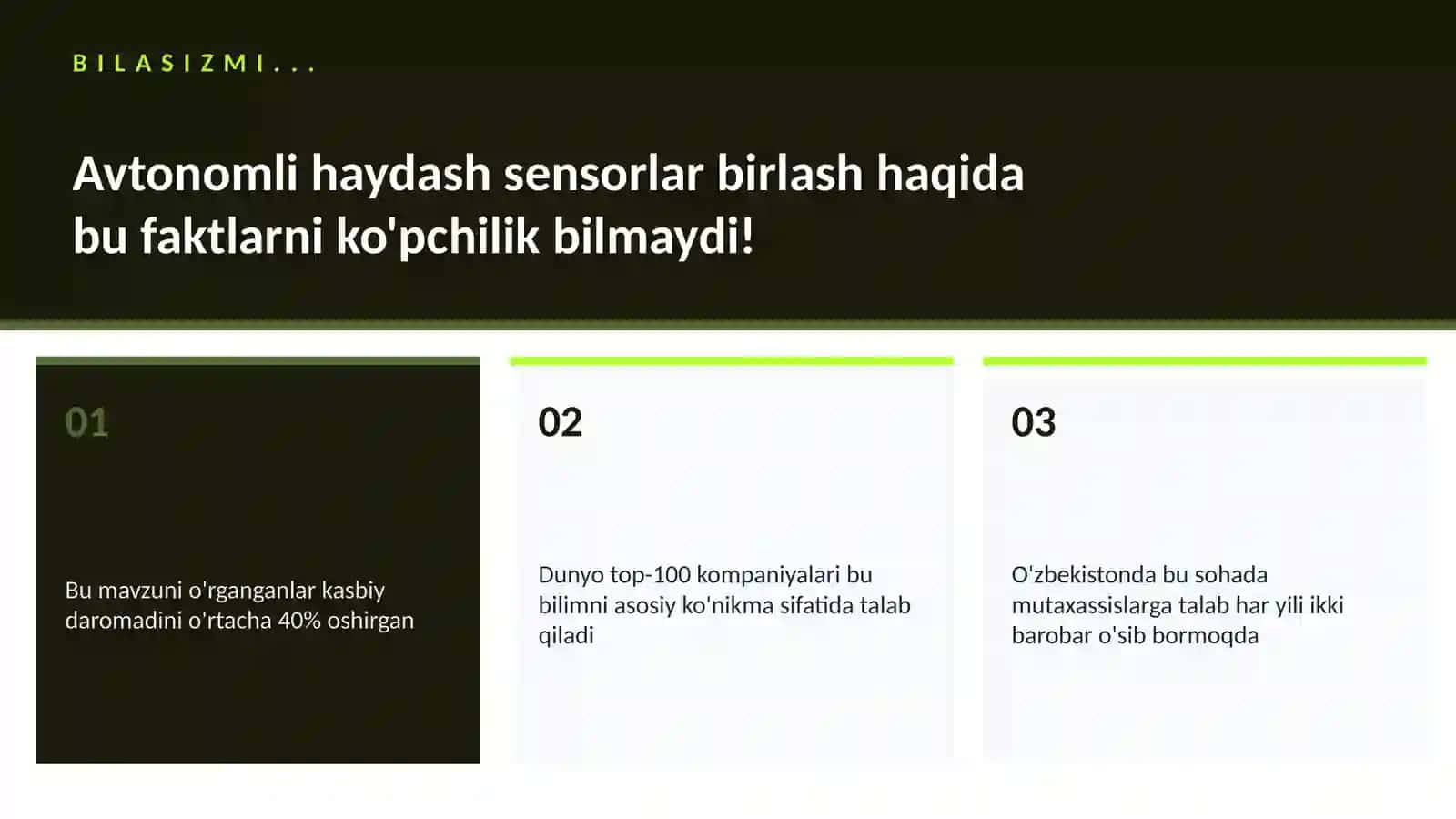 AVTONOMLI HAYDASH SENSORLAR BIRLASH 2