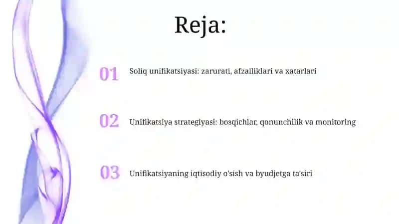 Soliqlarni unifikatsiya qilish 2