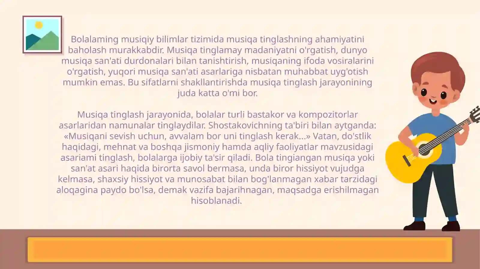 Musiqa darslarida o'quvchilar musiqiy qobiliyatini, xususan, ritm-usul hissi va asar badiiyatini ifodalash malakalarini rivojlantirish ustida ishlash 2