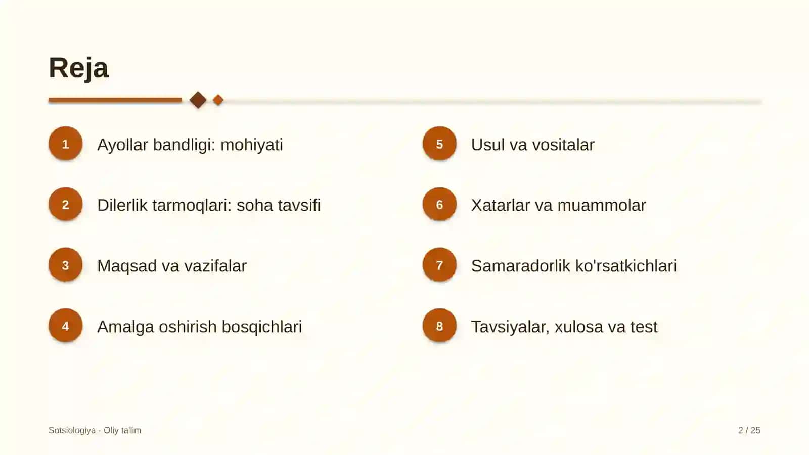 Dilerlik tarmoqlarida ayollar bandligi 2