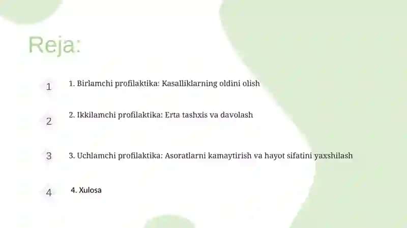 Kasalliklarning profilaktikasi 2