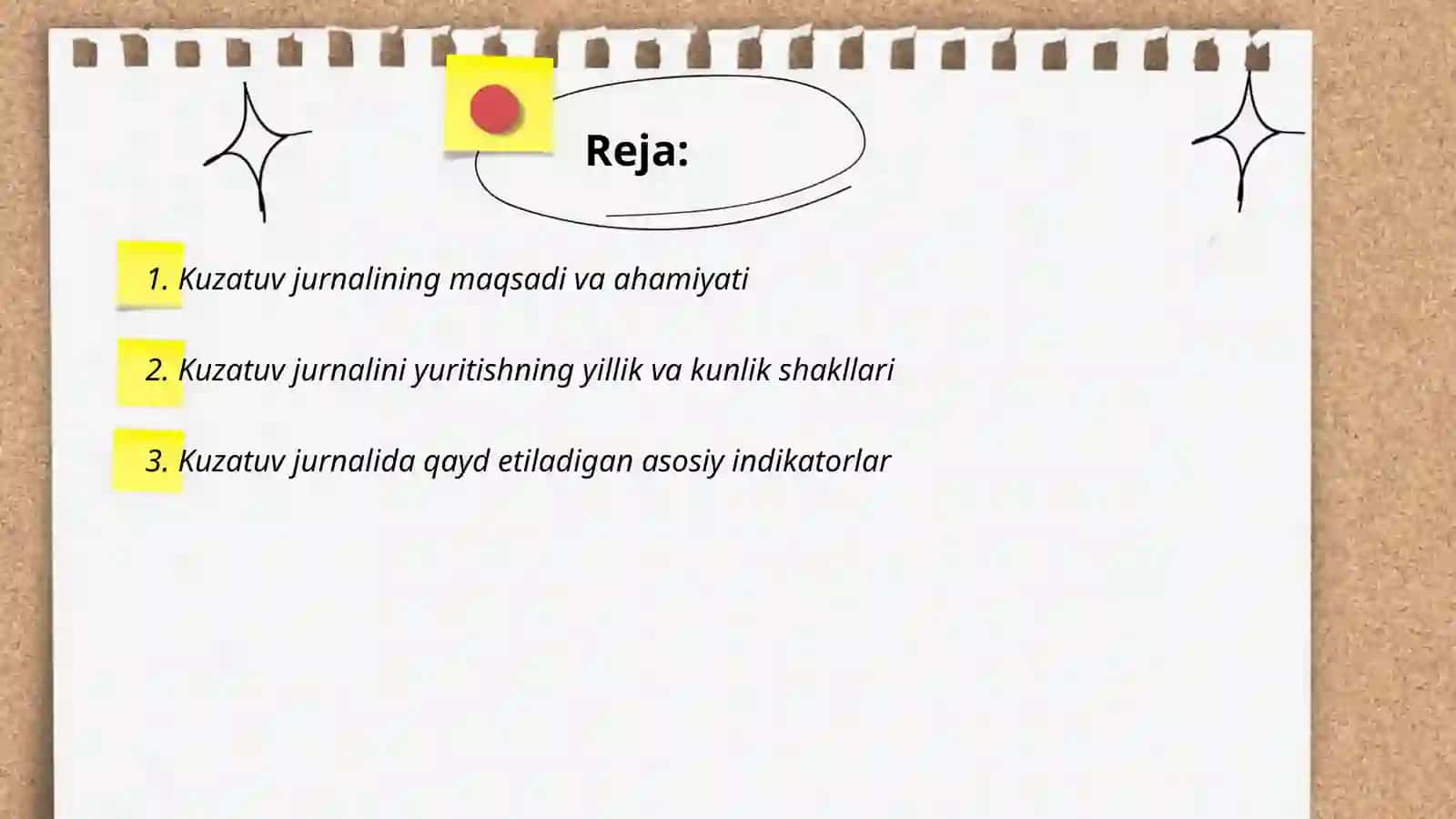 Kuzatuv jurnallarini yuritish 2