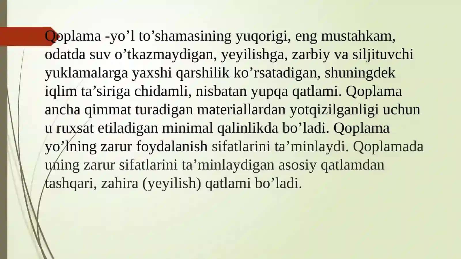 O‘tuvchi turdagi yo‘l qoplamalari 2