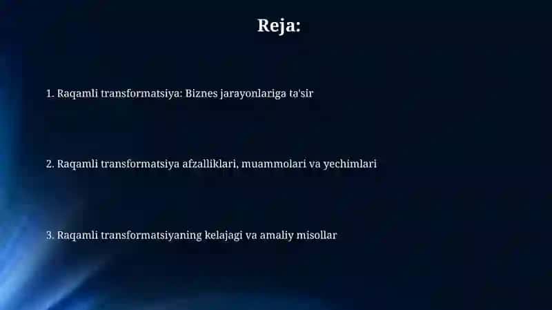 Raqamli transformatsiya: Biznes jarayonlariga ta'sir va imkoniyatlar 2