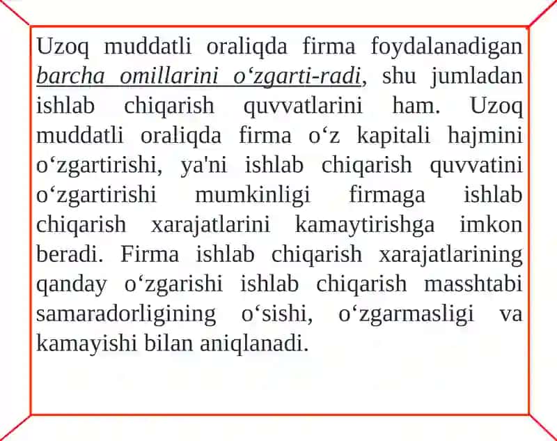Uzoq muddatli oraliqda firma tarmoqning uz oqmiqdagi muvozanati va tarmoqning taklifi 2