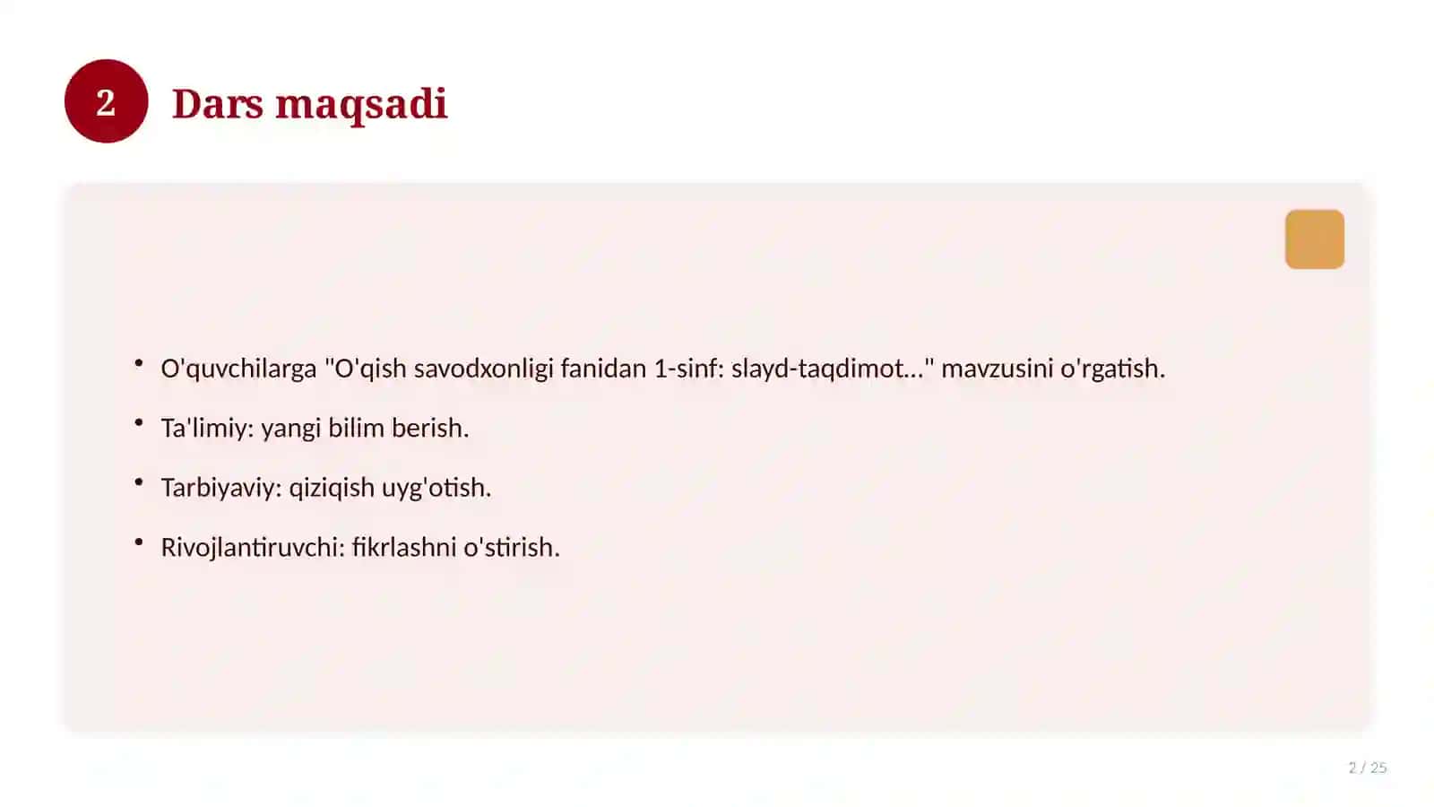 O'qish savodxonligi fanidan 1-sinf: slayd-taqdimot (dars uchun) 2