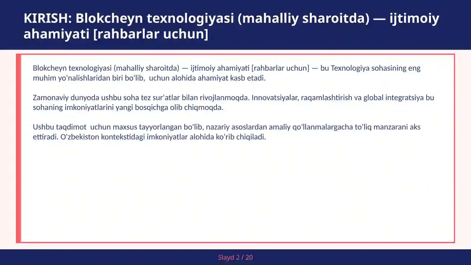 Blokcheyn Texnologiyasi (Mahalliy Sharoitda) - Ijtimoiy Ahamiyati [Rahbarlar Uchun] 2