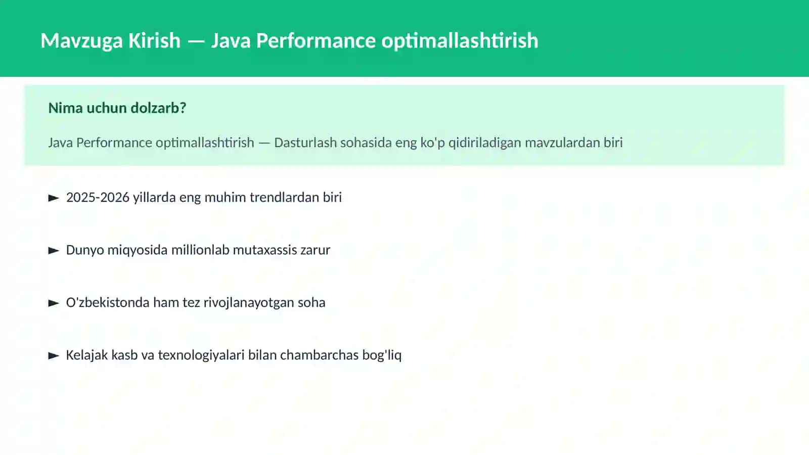 DASTURLASH | JAVA VA KORXONA 2