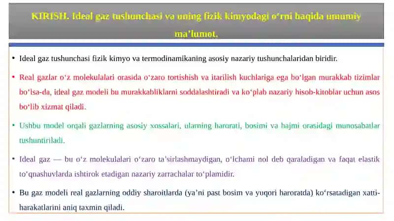 Ideal gaz qonunlari 2