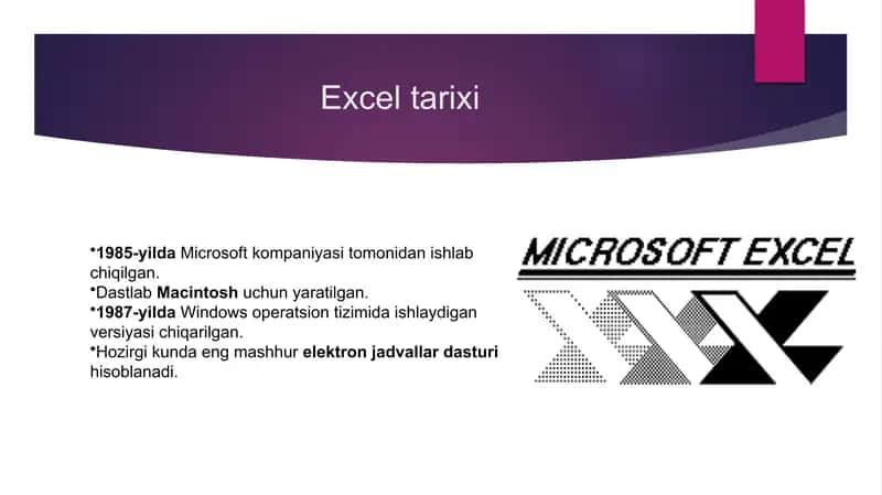 Microsoft Excel dasturi 2