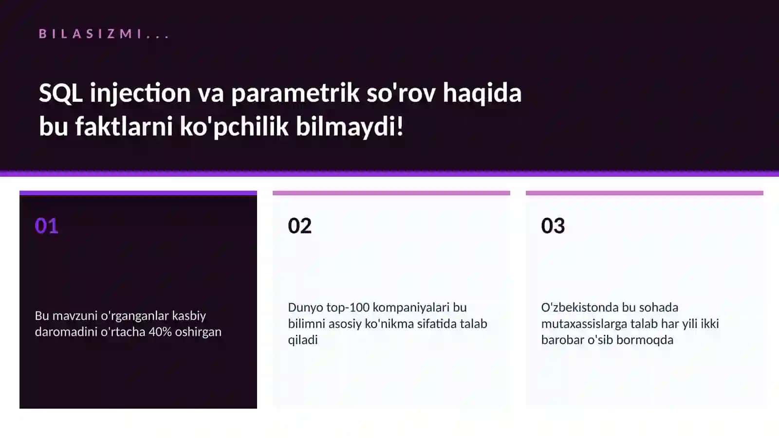 SQL injection va parametrik so'rov 2