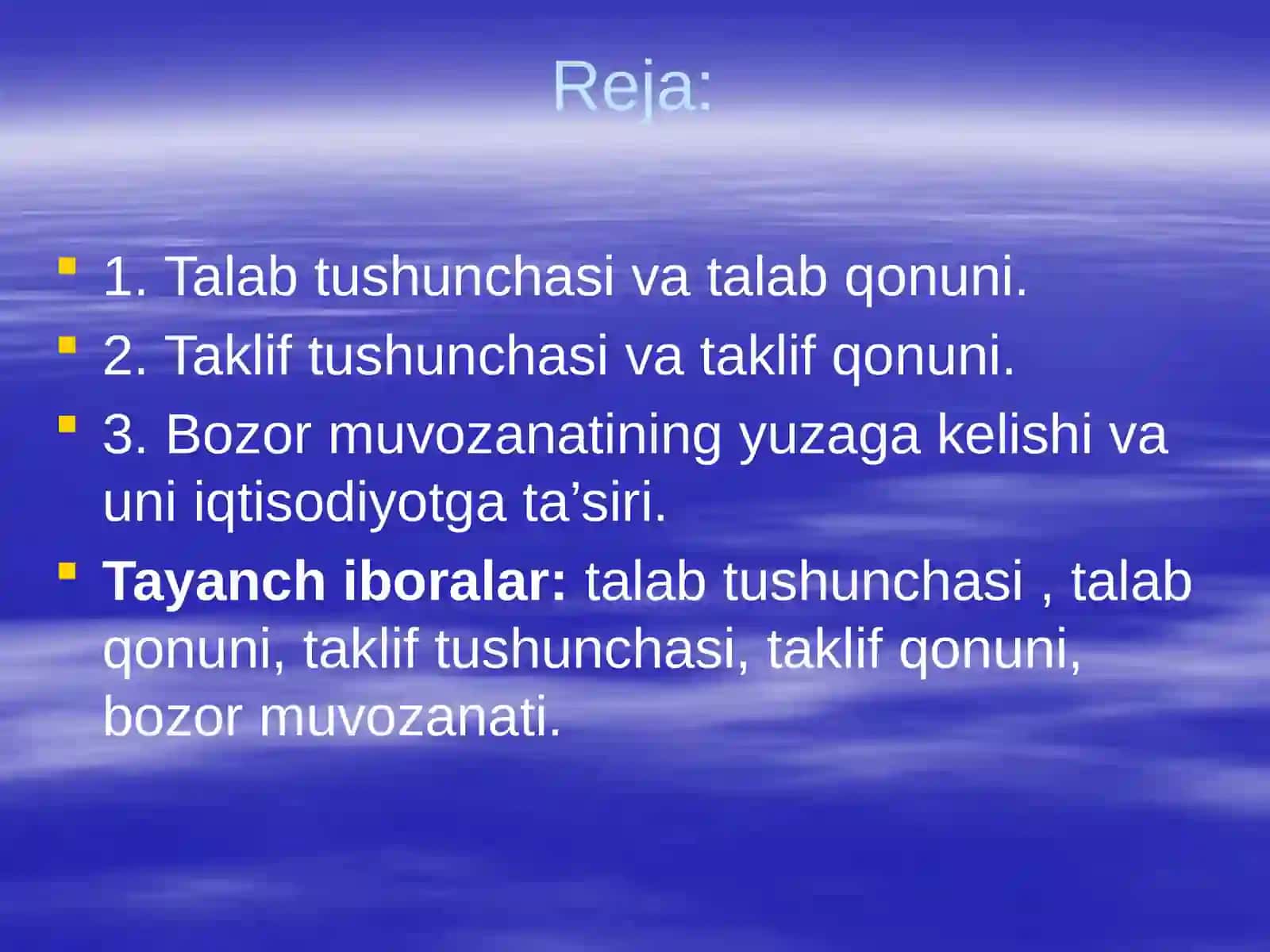 Talab va taklif nazariyasi 2
