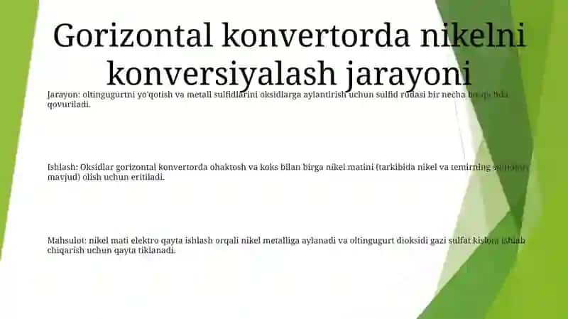Nikelni Konversiyalash Jarayoni Uchun Agregat (Gorizontal Konvertorda) 2