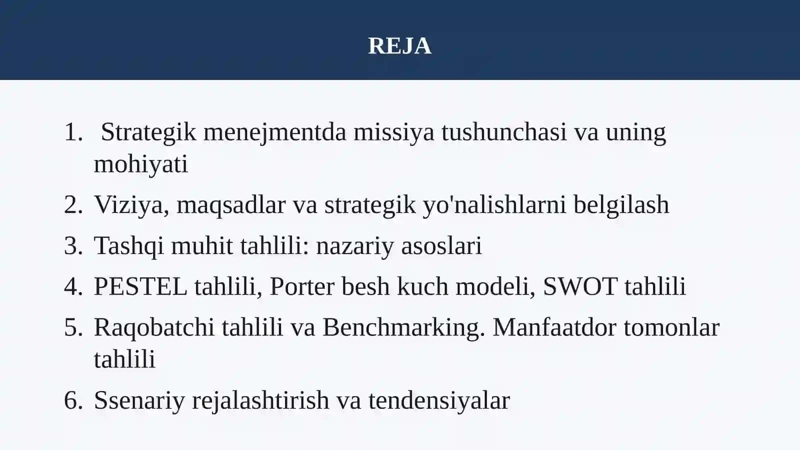 MEHMONXONA XO’JALIGIDA BIZNES MISSIYASI VA TASHQI MUHIT TAHLILI 2