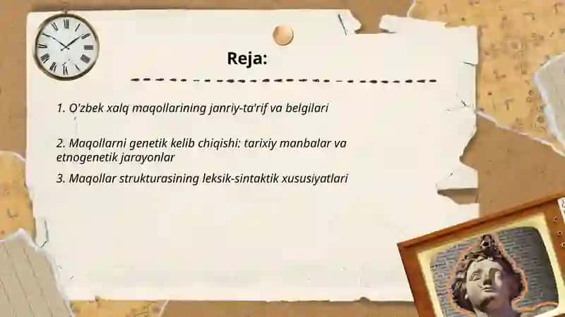 O'zbek xalq maqollari janr xususiyatlari va genezisi 2