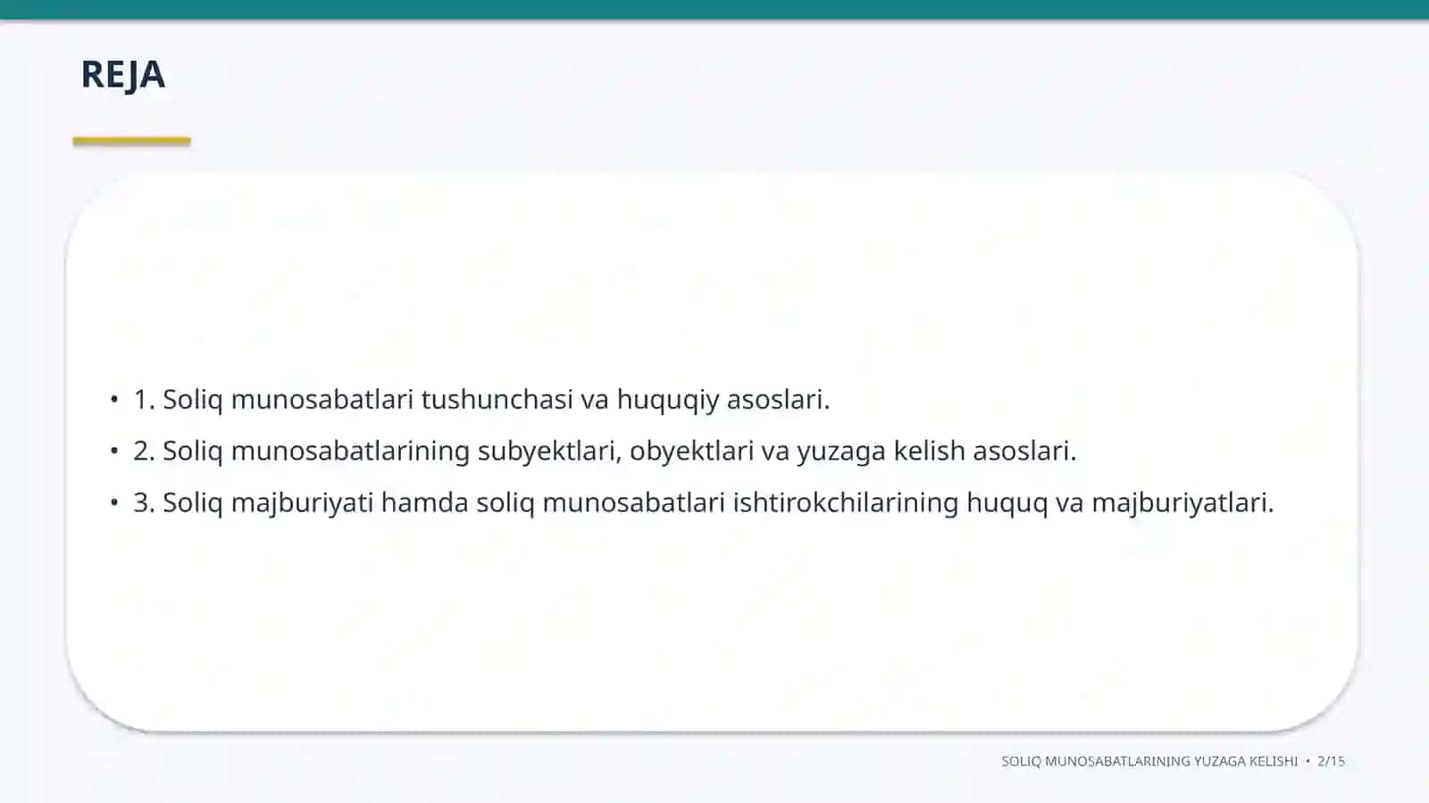 SOLIQ MUNOSABATLARINING YUZAGA KELISHI 2