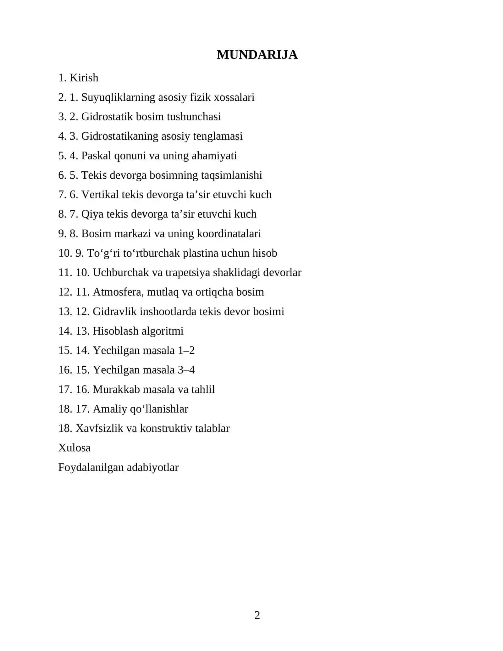 Suyuqlikning tekis devorga bosimi. Masalalar 2