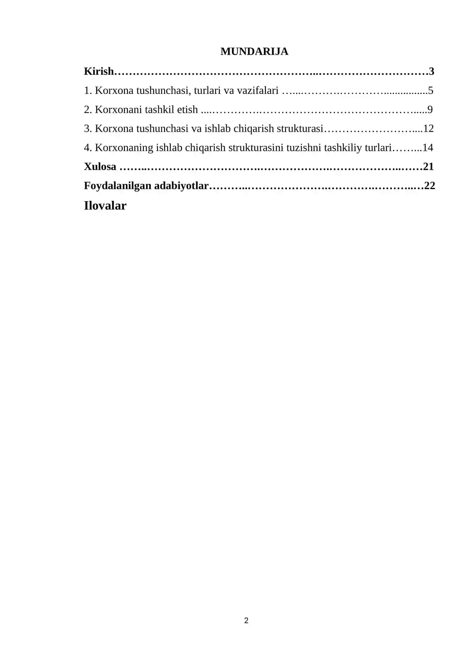 "Korxonaning Belgilari, Funksiyalari va Vazifalari" 2