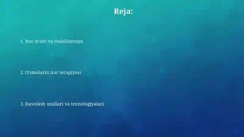 Oʻsma kasalliklarining nur terapiyasi 2