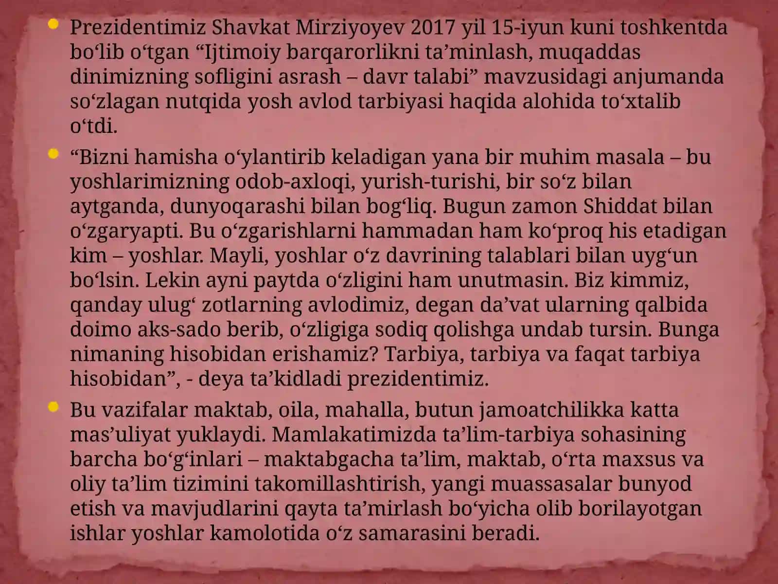 O‘zbekiston Respublikasi rivojining yangi bosqichida ta’lim-tarbiya islohotlari 2